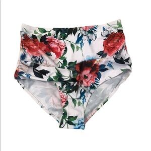 Marinavida Floral High Waist Ruched Front Swimsuit Bottoms Size L NWOT